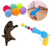 Juguetes para gatos, lanzamiento interactivo, entrenamiento creativo para gatitos, Mini juegos de pompones, pelota de peluche elástica, suministros para gatos, accesorios para mascotas