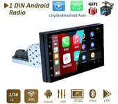 1 + 16GB 1din Android 12 Radio 7 pulgadas inalámbrico Carplay reproductor Multimedia de coche Universal 1 Din navegación GPS para VW KIA Nissan