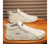 Zapatos casuales de cuero de marca para hombre, botines de diseñador de moda, mocasines con cremallera lateral de tendencia, zapatillas de deporte impermeables de suela suave para exteriores 39 marrón