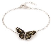 Les Trésors De Lily [R5532] - Bracelet Argent artisanal 'Inspiration' ambre argenté (rhodié) - 27x15 mm (papillon)