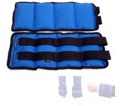 Pesas de tobillo de 5 kg/par para hombres y mujeres, pesas para piernas, brazos y muñecas, bolsas de arena con peso y correa ajustable azul
