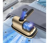 Aspirador de colchones Aspirador de cama portátil Máquina de limpieza inalámbrica para almohadas Sábanas Colchones Sofás y otras superficies de tela Cable Fr Free Size oro