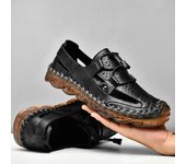 Sandalias de verano para hombre Zapatos con agujeros hechos a mano Zapatos de playa transpirables 39 negro