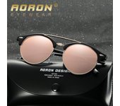 AORON, gafas de sol polarizadas negras con montura redonda de diseño clásico para hombres y mujeres, gafas de sol con protección UV400 antideslumbrantes para exteriores marrón