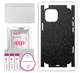 apgo Protective Skin Sticker for the back+sides compatible with Apple iPhone 13 mini, Full Wrap Film, Foil, Vinyl - Pattern Black Honeycomb
