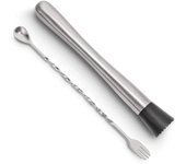 Juego de herramientas para bar en casa con cuchara mezcladora y mortero de cócteles de acero inoxidable: cree deliciosos mojitos y otras bebidas a base de frutas