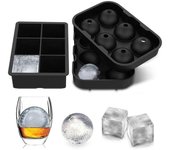 Bandejas grandes para cubitos de hielo de 6 rejillas para congelador, moldes para hacer hielo de silicona con tapa, molde de hielo cuadrado/bola reutilizable para herramientas de cocina para fiestas y bares de whisky