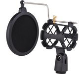 Soporte de plástico para micrófono, soporte antivibración para micrófono con filtro pop, tornillo Universal negro