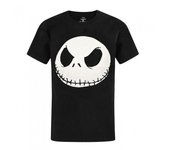 Pesadilla antes de Navidad Jack Skellington Face camiseta que brilla en la oscuridad para hombre M negro