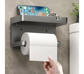 1 soporte para papel higiénico adhesivo de pared sin taladro con estante de almacenamiento Mobile phone holder blanco