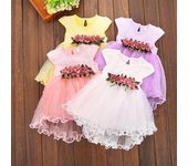 Vestidos de fiesta casuales de princesa de algodón sin mangas con cuello redondo y estampado floral para niña 0-6m púrpura