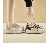 Zapatos casuales para mujer, zapatillas de plataforma gruesa, zapatos cómodos con cordones para caminar, zapatillas de tenis antideslizantes, zapatillas deportivas transpirables para correr para mujer 35 caqui