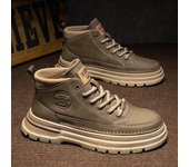Zapatos de hombre Botas Martin de caña media estilo retro británico Zapatos de trabajo informales para hombre Botas cortas de caña baja de moda Zapatos de cuero 39