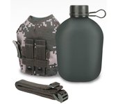 Hervidor táctico con bolsa, sistema Molle, botella de agua y bolsa, ejército, militar, acampada, senderismo, viajes, equipo de supervivencia de aluminio