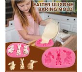 Molde para hornear de silicona de Pascua, decoración de pasteles, cesta de conejo, huevos de conejito de flores