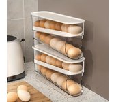 Caja de almacenamiento de huevos para refrigerador, soporte automático para huevos con desplazamiento, gran capacidad, para el hogar, cocina, estante de almacenamiento de huevos rodante exclusivo