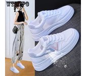 Zapatos blancos de malla Zapatos de mujer verano y otoño versátiles ahuecados zapatos planos deportivos de malla única transpirables zapatos de malla antideslizantes 40 blanco