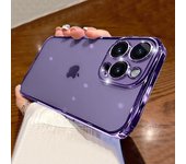 Funda transparente con revestimiento cuadrado púrpura para Iphone 14, 13, 12, 11 Pro Max X Xr Xs Max 14plus, Funda transparente suave a prueba de golpes For iPhone XR