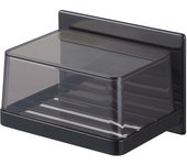 Yamazaki Jitsugyo 5555 Jabonera magnética para baño con tapa, color negro, aprox.. Torre de 12 x 8,7 x 8 cm que protege el jabón del agua