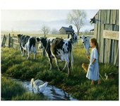 Pintura de diamante vaca bordado de diamantes pantalla completa rompecabezas redondos 5d decoración del hogar de granja 20X30CM