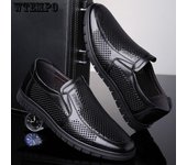 Zapatos casuales de negocios de cuero de capa superior de verano Zapatos con agujeros huecos para hombres Zapatos de cuero para hombres 38 negro