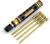 Destornillador hexagonal, llave hexagonal de 1,5, 2,0, 2,5 y 3,0mm, llave Allen de cambio rápido, caja de tornillos de repuesto para oro