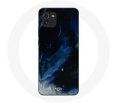 Coque pour Samsung Galaxy A03 Nuages de fumée multicolore de bleu gris et noir sur fond noir