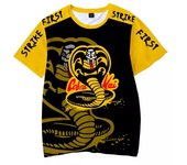Camiseta de hombre con estampado 3D estilo Cobra Kai, manga corta, informal, deportiva, cuello redondo, secado rápido, cómoda y transpirable. S