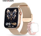 MEVADEN 1.91  HD Pantalla grande Bluetooth Llamada Reloj inteligente para mujer Rastreador deportivo Monitoreo de salud Reloj inteligente de moda para Android IOS rosa brillante/oro