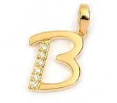 Les Trésors De Lily [M8740] - Colgante chapado en oro 'Letra B' oro blanco - 21x10 mm oro