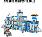 Ql0200 1397 Uds. Estación de policía urbana coche helicóptero motocicleta 10 muñecas arma niño juguete de bloques de construcción