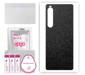 apgo Protective Skin Sticker for the back compatible with Sony Xperia 10 V, Wrap Film, Foil, Vinyl - Pattern Black Honeycomb
