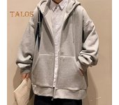 Sudadera con capucha para hombre, otoño-invierno, forro polar grueso, mangas largas con bolsillos grandes, color liso, puños elásticos sueltos, cordón ajustable, chaqueta deportiva para pareja L marrón