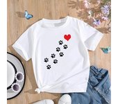 (Tamaño asiático) Camiseta con estampado de pata de acuarela para mujer, camiseta bonita de los años 90, ropa femenina de moda, camisetas gráficas de manga corta S