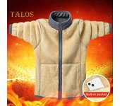 Chaqueta tipo cárdigan para hombre, de manga larga, con solapa, de forro polar, de color liso, con bolsillos y tapeta con cremallera, para otoño e invierno, prendas de vestir gruesas M rojo