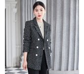 Chaqueta de traje con pequeño perfume para mujer, blusa de tweed con temperamento para primavera y otoño 4XL blanco