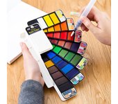 Juego de pintura de acuarela profesional, pigmento de Color agua con pincel de agua para suministros de arte escolar, 18/24 colores 24 colors