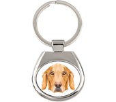 Golden Retriever - llavero geométrico con foto y la inscripción Art-Dog blanco
