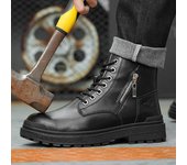Botas de seguridad de otoño para hombre, zapatos de trabajo para hombre, zapatos de seguridad ligeros antigolpes, botas de trabajo con punta de acero, botas Chelsea indestructibles para hombre 38
