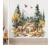 Pegatinas de pared con diseño de ciervos y dibujos animados para habitación de niños, guardería, hogar, fondo, paisajismo, Fun-b53 30*60CM*2PCS/fun-b53