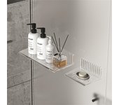 Estante organizador de baño, estante de pared, estante de almacenamiento para el hogar, tocador, cuidado de la piel, algodón cosmético, estantes de almacenamiento sin perforaciones