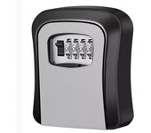 Caja de seguridad para llaves con combinación de 4 dígitos, portátil, para montar en la pared, color gris