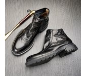 Botas de cuero para hombre, botas Chelsea de cuero de moda de otoño para hombre, botas altas con plataforma y cremallera, botas Martin de moda de talla grande. 38