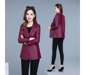 Abrigos de talla grande para mujer, chaquetas cortas de cuero, cuello de traje, chaquetas de cuero Pu ajustadas, chaquetas de cuero para mujer XXXXXL negro