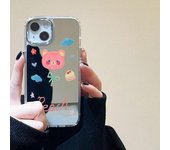 Funda de teléfono con diseño de oso de dibujos animados para iPhone 15 Pro Max, funda para iPhone 11, 13, 14 Pro, XR, XS, 12 Pro, X, carcasa de espejo de maquillaje chapado de lujo For iPhone 11