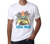 Camiseta vintage para hombre, camiseta gráfica, triángulo de verano Cua Van blanco XS blanco