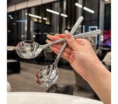 Cuchara espesante coreana de acero inoxidable, creativa, de mango largo, para hotel, olla caliente, cucharón para sopa, utensilios esenciales de cocina para el hogar, 1 unidad 1