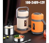 Fiambrera eléctrica portátil de 100-240 V, olla arrocera para coche de 12 V, con aislamiento térmico, forro de doble capa de acero inoxidable 304. us