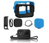 Funda de silicona de goma suave, accesorios antipérdida para cámaras deportivas para Go Pro 12/11/10/9/8 Gopro 12 11 10 9-case negro