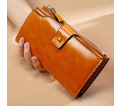 Nueva cartera de moda para mujer, billetera larga de cuero genuino, billetera Rfid, monedero rojo, tarjetero, bolso de mano para damas negro